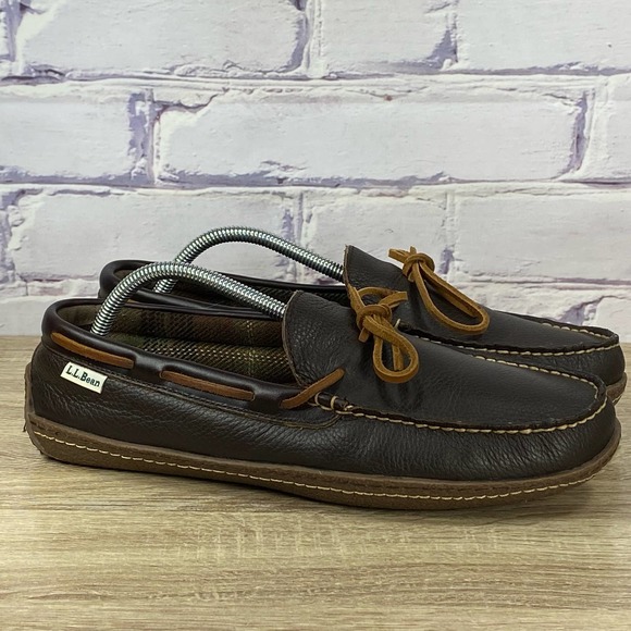 L.L. Bean Shoes Ll Bean Handsewn Brown Flannel Lined Slippers Mens